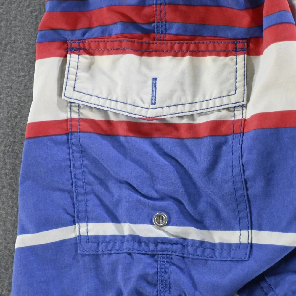J.Crew Mens Striped Board Shorts 35 Blue Red White